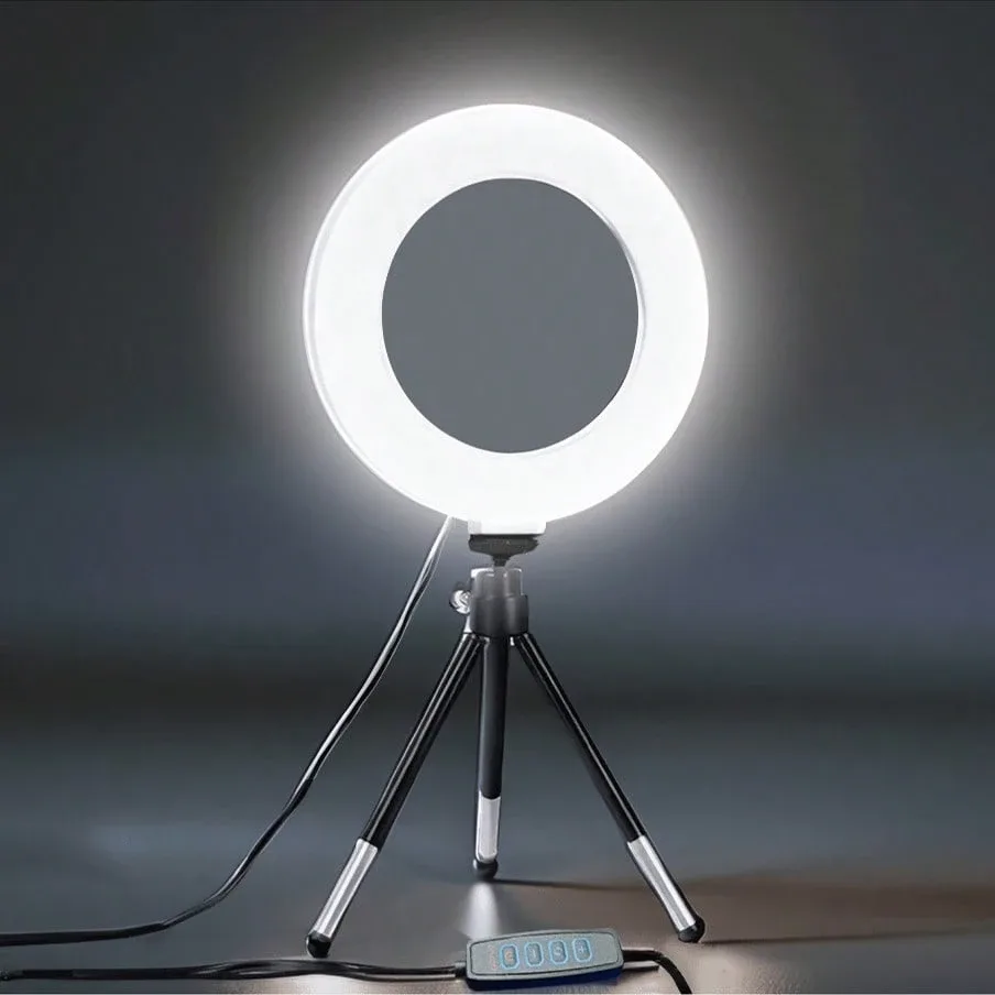 Anneau lumineux LED sur trépied avec support de bureau