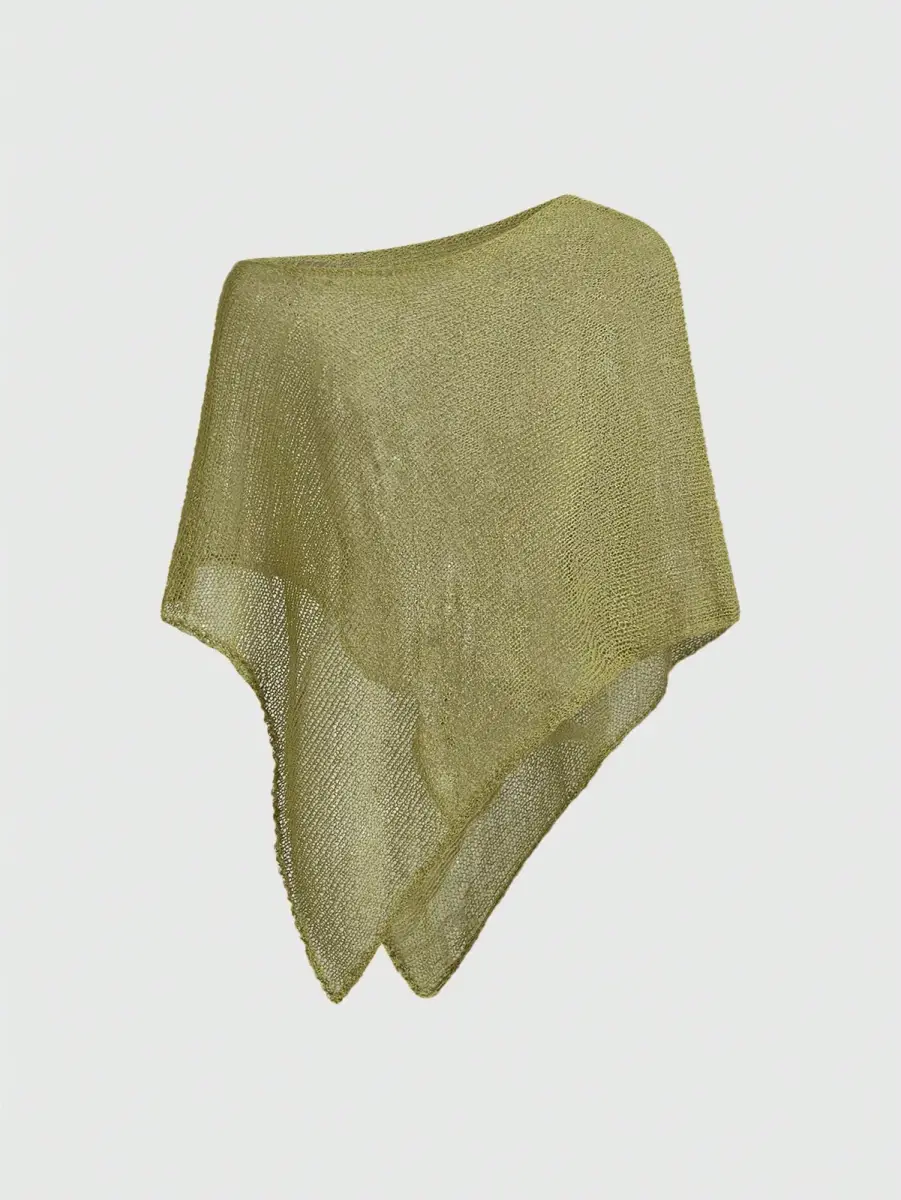 poncho asymétrique en maille ajourée