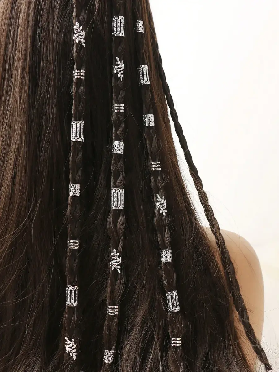 Lot de bagues et bijoux de cheveux dorés pour tresses